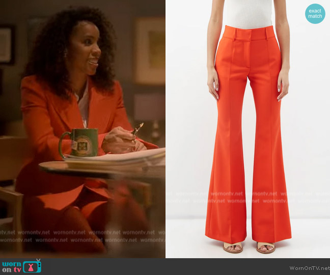 Gabriela Hearst Rhein flared-leg wool trousers worn by (Kelly Rowland) on Grown-ish