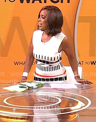 Gayle King’s white dashed stripe dress on CBS Mornings