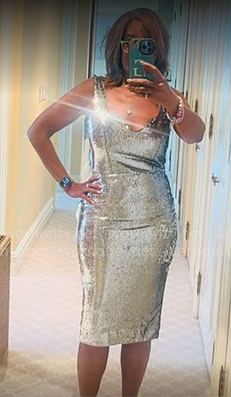 Gayle King’s silver sequin dress (tried on) on CBS Mornings