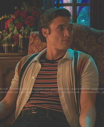 Reggie’s ivory striped short sleeve shirt on Riverdale