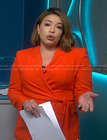 Gilma Avalos’s red wrap blazer on NBC News Daily