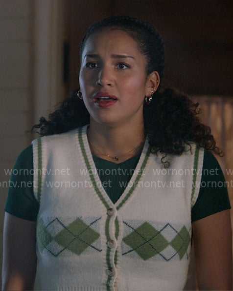 Gina’s green argyle sweater vest on High School Musical The Musical The Series