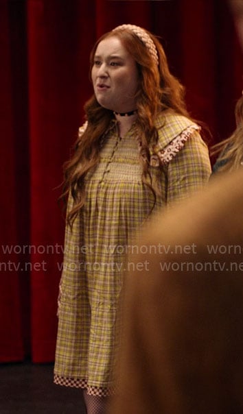 Ashlyn’s yellow plaid smocked dress on High School Musical The Musical The Series