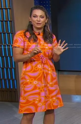 ginger’s orange and pink printed dress on Good Morning America