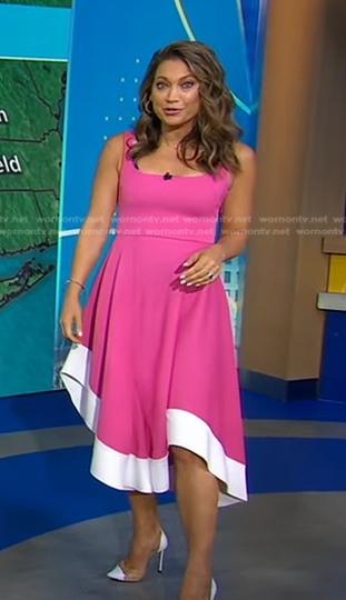Ginger’s pink Asymmetric dress on Good Morning America