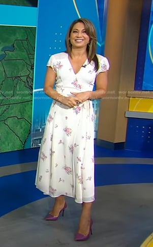 Ginger’s white floral wrap dress on Good Morning America