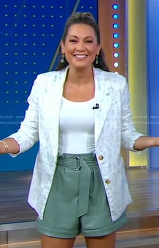 Ginger’s white floral blazer and belted shorts on Good Morning America