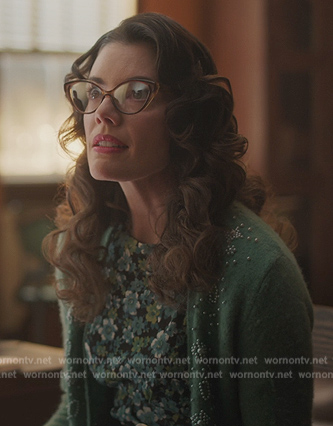 Grundy’s green pearl embellished cardigan on Riverdale