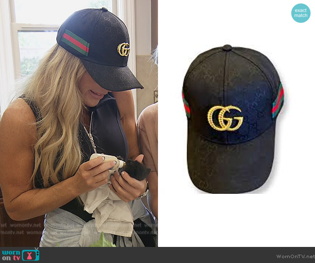 Gucci Black monogram GG cap worn by Jennifer Pedranti on The Real Housewives of Orange County