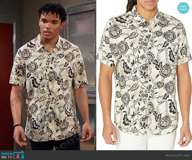 Guess Eco Rayon Locked Garden Shirt worn by Theo Carver (Cameron Johnson) on Days of our Lives