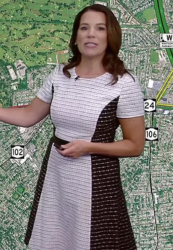 Heather’s black and white tweed dress on Good Morning America