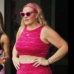 Heather’s pink space dye top and leggings on The Real Housewives Ultimate Girls Trip