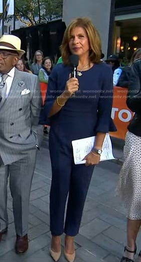 Hoda’s navy bell cuff jumpsuit on Today