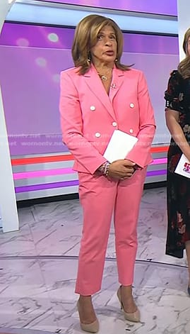 Hoda’s pink double breasted blazer and pants on Today