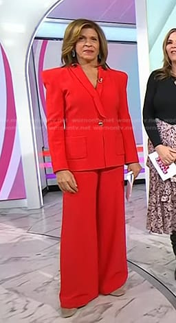 Hoda’s red seamed blazer and pants on Today