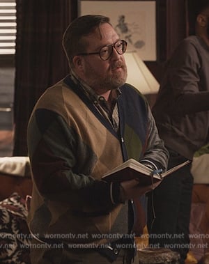 Howard’s argyle knit cardigan on Only Murders in the Building