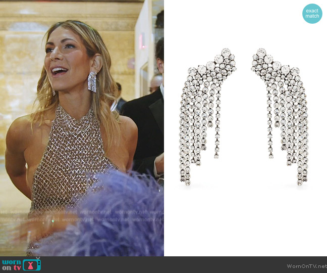 Isabel Marant Crystal-embellished fringe earrings worn by Erin Lichy on The Real Housewives of New York City