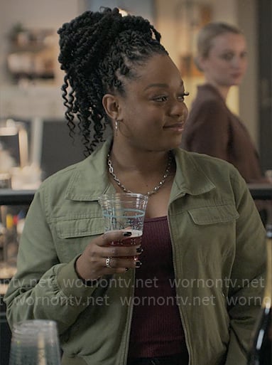 Izzy’s green utility jacket on The Lincoln Lawyer