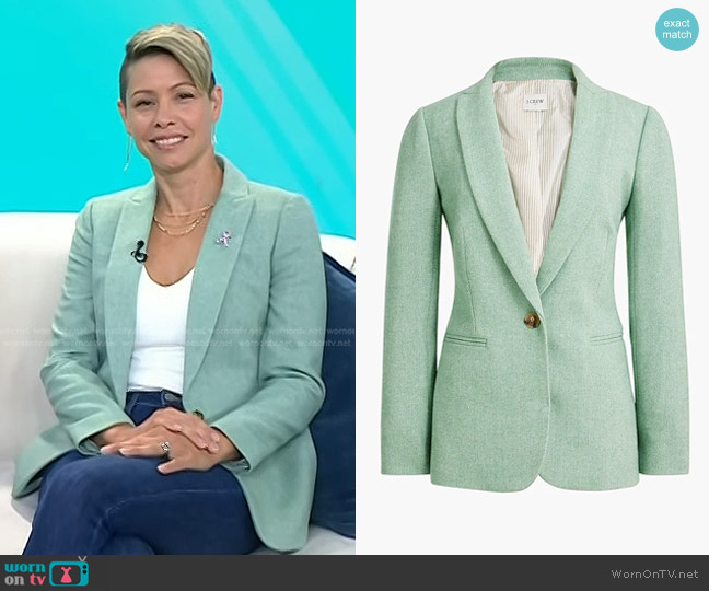 J. Crew Herringbone Wool-Blend Holland Blazer worn by Lisa Csencsits on Today