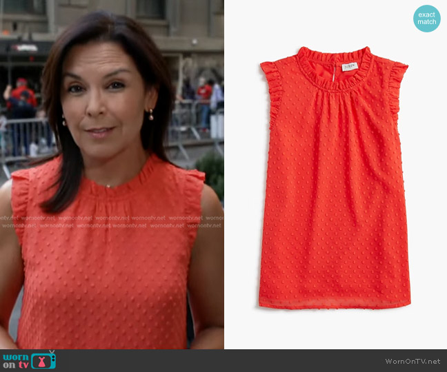 WornOnTV: Meg Oliver's red ruffled swiss dot top on CBS