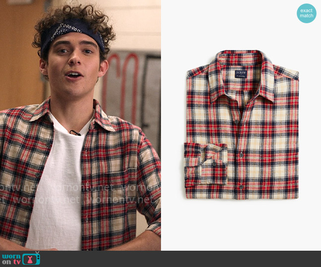 J. Crew Slim Fit Plaid Flannel Shirt worn by Ricky (Joshua Bassett) on High School Musical The Musical The Series