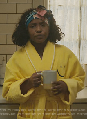 Jemma’s yellow smiley face robe on The Chi