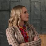 Miss Jenn’s striped blazer and red floral blouse on High School Musical The Musical The Series