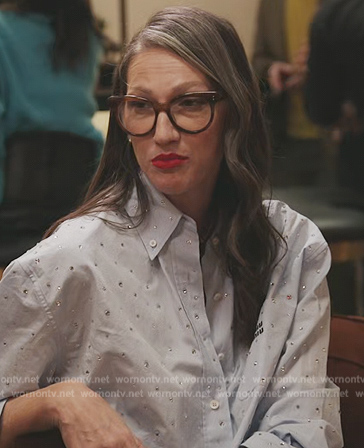Jenna’s blue embellished top on The Real Housewives of New York City