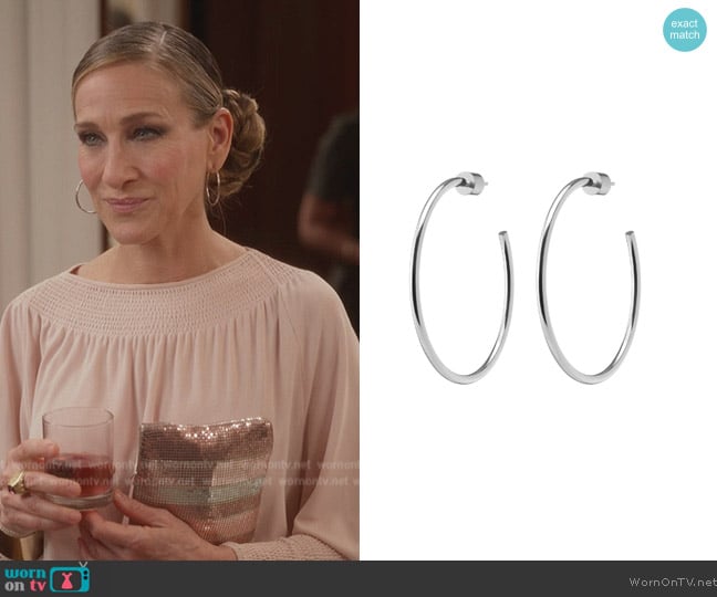 Jennifer Fisher 1.5 Thread Baby Hoops worn by Carrie Bradshaw (Sarah Jessica Parker) on And Just Like That
