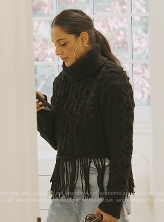 Jessel’s black knit fringe sweater on The Real Housewives of New York City