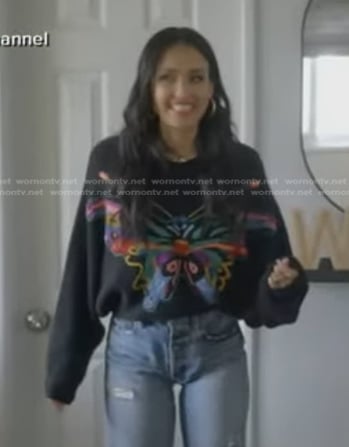 Jessica Alba’s black butterfly sweater on Good Morning America