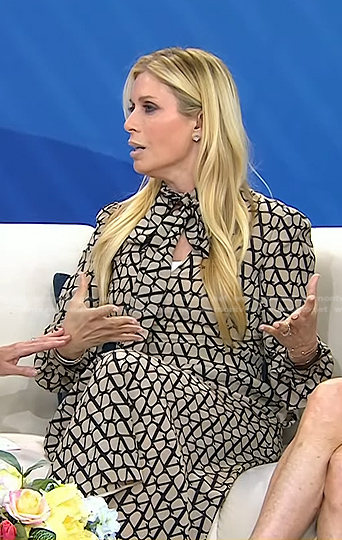 Jill’s beige print tie neck dress on Today