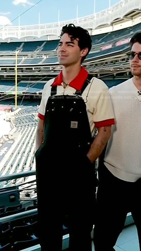 Joe Jonas’s black overalls on Today