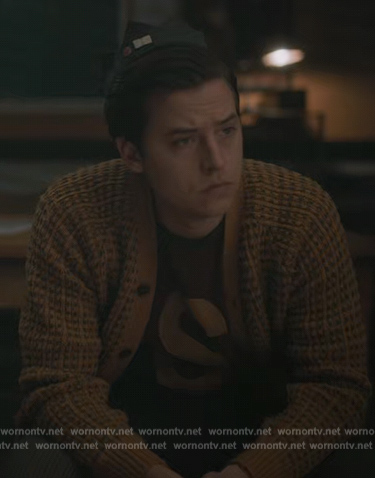 Jughead’s mustard knit cardigan on Riverdale