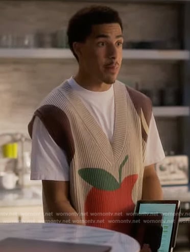Junior’s red apple knit vest on Grown-ish