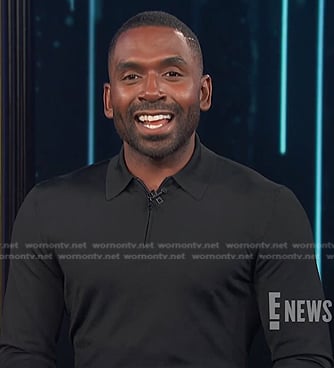 Justin’s black long sleeve zip polo on E! News