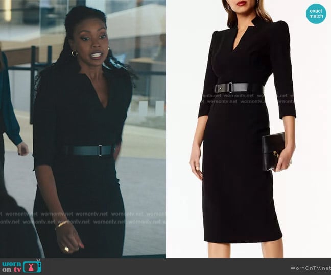 Karen Millen Forever Belted Midi Dress worn by Kate Sacker (Condola Rashad) on Billions