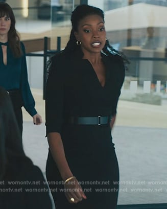 Kate’s black belted dress on Billions