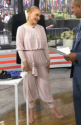 Kate McGuire’s pink tassel tie jumpsuit on Today