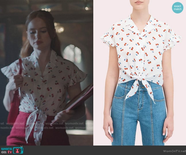 Kate Spade Cherry Toss Tie-front Top worn by Cheryl Blossom (Madelaine Petsch) on Riverdale