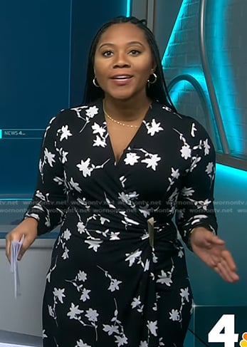 Kay Angrum’s black floral wrap dress on NBC News Daily