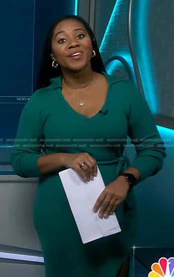 Kay Angrum’s green collared knit dress on NBC News Daily