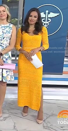 Kaylee’s orange pointelle knit dress on Today