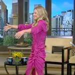 Kelly’s pink ruffle wrap dress on Live with Kelly and Mark