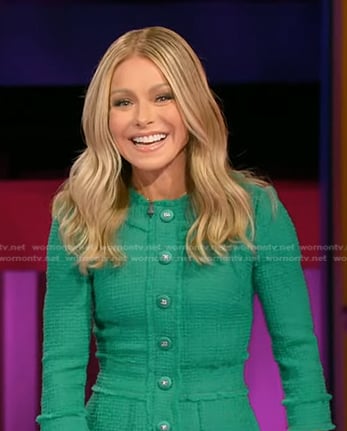 Kelly’s green button front tweed dress on Generation Gap