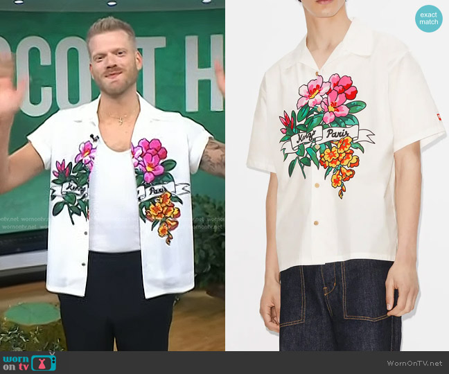 Kenzo Aloha Flower Tattoo Hawaiian Shirt worn by Scott Hoying on Today
