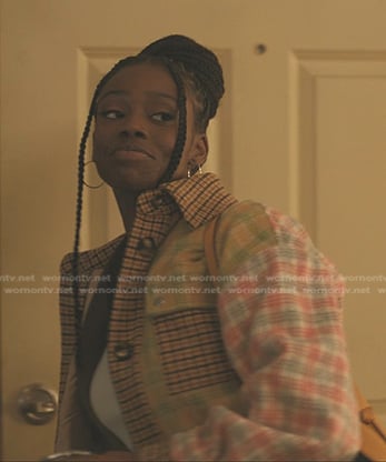 Kiesha’s plaid patchwork coat on The Chi