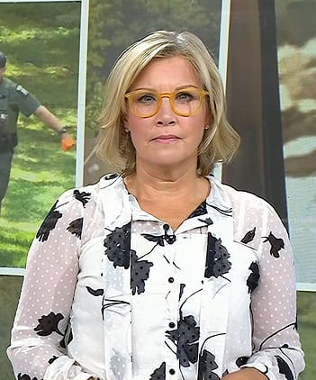 Kristen Dahlgren’s white floral tie neck blouse on Today
