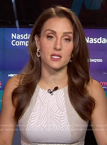 Kristina Partsinevelos’s beige sleeveless dress on NBC News Daily