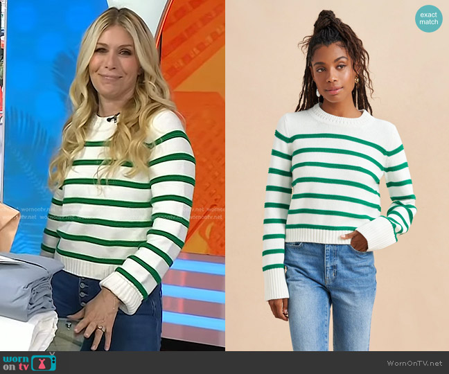 La Ligne Jill Sweater in Cream/Kelly Green worn by Jill Martin on Today